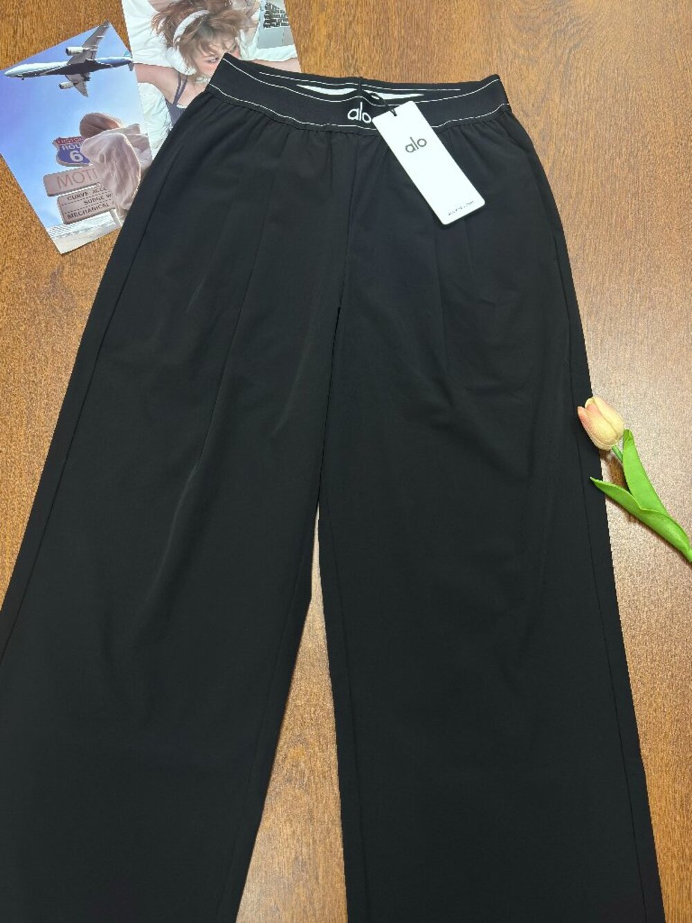 NWT ALO Yoga 🖤 Suit Up Trouser Black Wide Leg Pants 30”